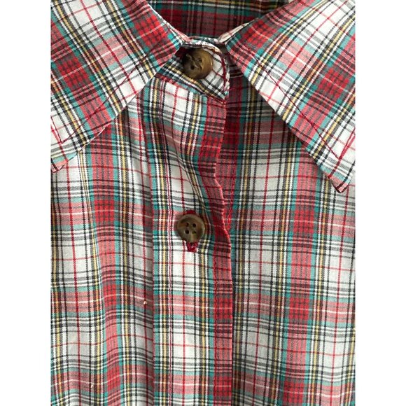 VTG Witts End Plaid LS Shirt Button Front Top Red Green White Men Large - Picture 1 of 13